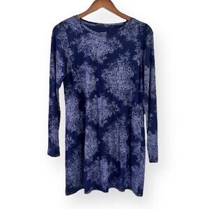 J Jill Pure Jill Super Soft Tunic Size S Navy Blue Long Sleeve Pima Cotton Blend